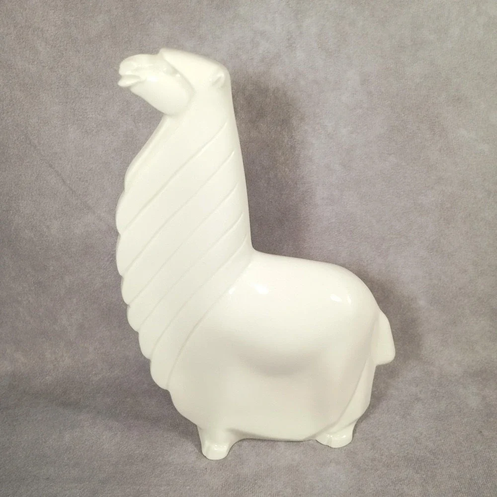 Vintage Lenox Art Deco Ivory Porcelain Llama Figurine Green Wreath Mark